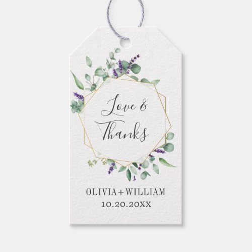 Modern Eucalyptus Geometric Frame Floral Wedding Gift Tags