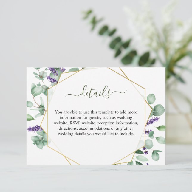 Modern Eucalyptus Geometric Frame Foliage Enclosure Card (Standing Front)