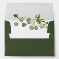 Juniper Green Watercolor A7 5x7 Wedding Invitation Envelope, Zazzle