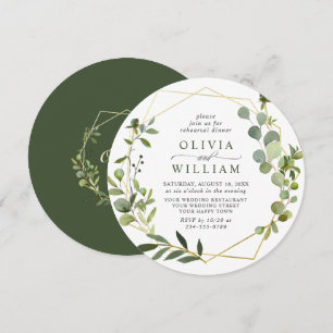 Modern Eucalyptus Geometric Frame REHEARSAL DINNER Invitation