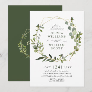 Modern Eucalyptus Geometric Frame REHEARSAL DINNER Invitation