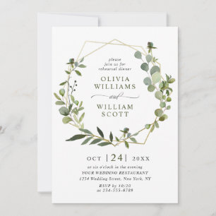 Modern Eucalyptus Geometric Frame REHEARSAL DINNER Invitation
