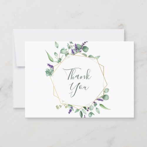 Modern Eucalyptus Geometric Frame Thank You Card