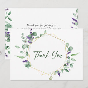 Modern Eucalyptus Geometric Frame Thank You Card