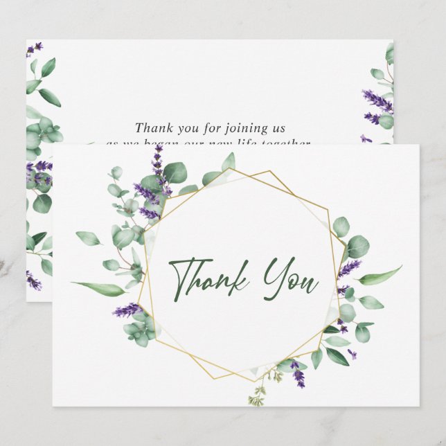 Modern Eucalyptus Geometric Frame Thank You Card (Front/Back)