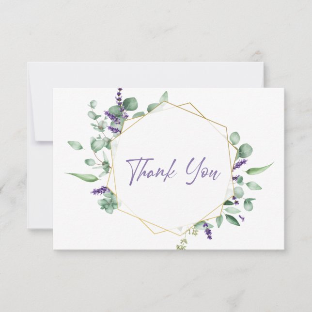 Modern Eucalyptus Geometric Frame Thank You Card (Front)