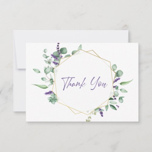 Modern Eucalyptus Geometric Frame Thank You Card