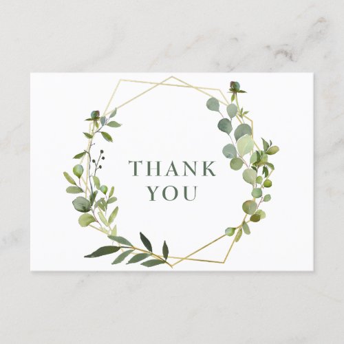 Modern Eucalyptus Geometric Frame Thank You Card