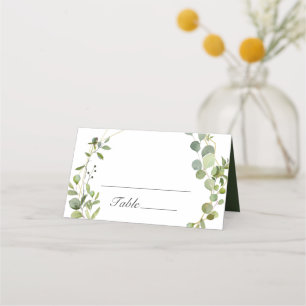 Modern Eucalyptus Geometric Frame Wedding Table Place Card
