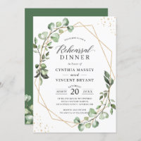 Modern Eucalyptus Geometric Rehearsal Dinner Invitation