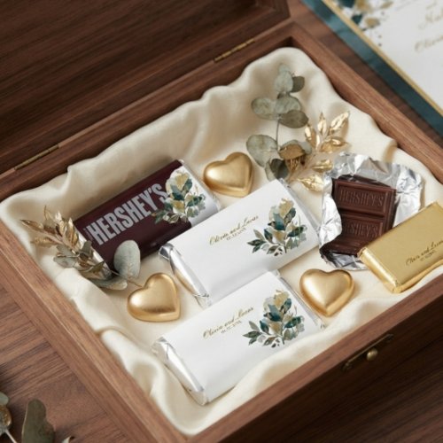 Modern Eucalyptus Gold Foil Botanical Watercolor Hershey's Miniatures