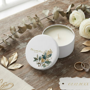 Modern Eucalyptus Gold Foil Botanical Watercolor Mini Candle Favors