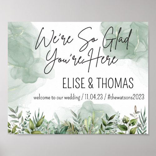 Modern Eucalyptus Green Foliage Wedding Welcome Poster