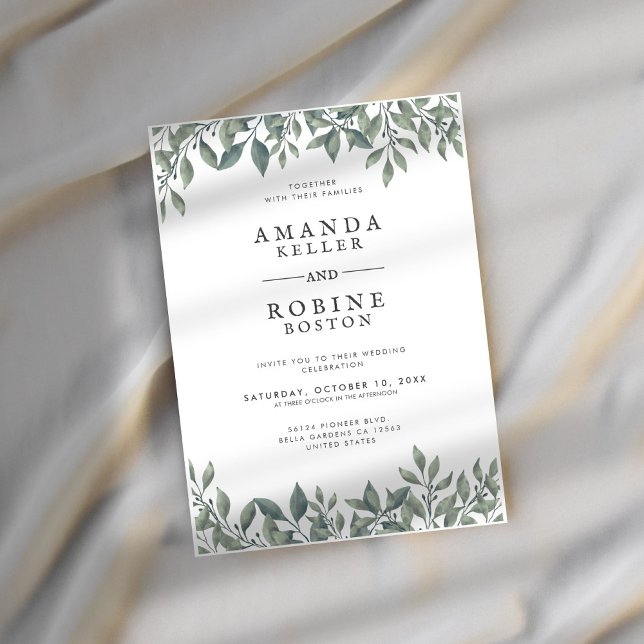 Modern Eucalyptus Green Wedding Invitation (Creator Uploaded)