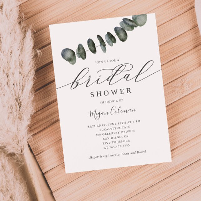 Modern Eucalyptus Greenery Bridal Shower Invitation (Creator Uploaded)