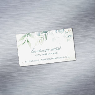 Modern Eucalyptus Greenery Elegant Business Card Magnet