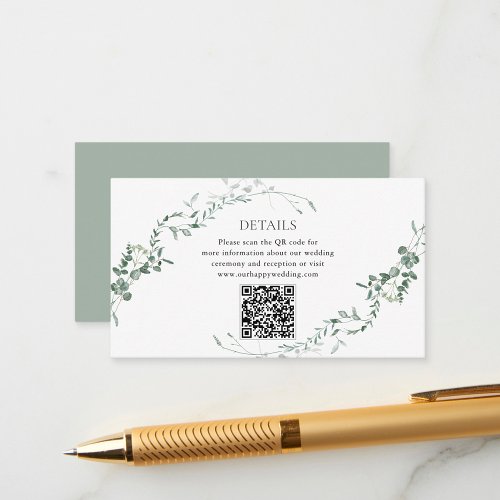 Modern Eucalyptus Greenery Elegant Garden Wedding Enclosure Card