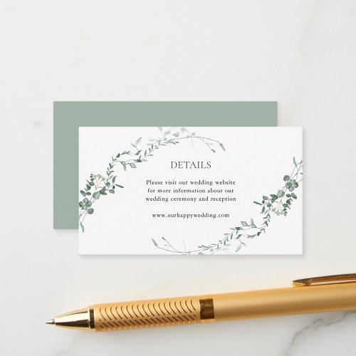 Modern Eucalyptus Greenery Elegant Garden Wedding Enclosure Card