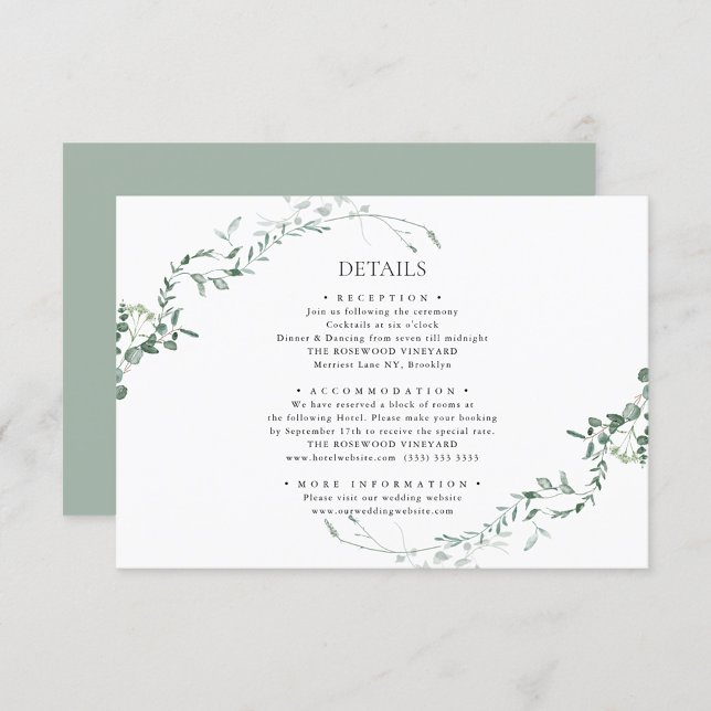 Modern Eucalyptus Greenery Elegant Garden Wedding Enclosure Card (Creator Uploaded)