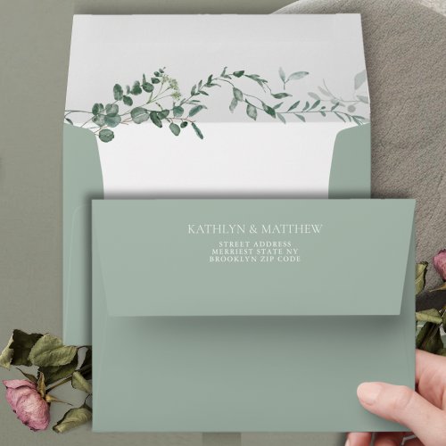 Modern Eucalyptus Greenery Elegant Garden Wedding Envelope
