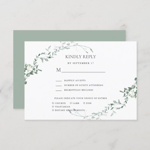 Modern Eucalyptus Greenery Elegant Garden Wedding RSVP Card
