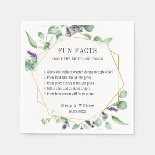 Modern Eucalyptus Greenery Fun Facts Wedding Napkins