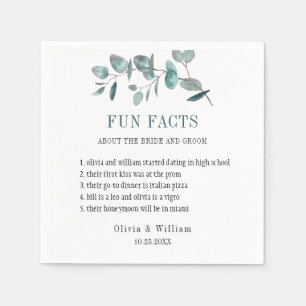Modern Eucalyptus Greenery Fun Facts Wedding Napkins
