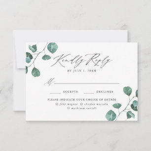 Modern Eucalyptus Greenery Meal Choice RSVP Card