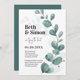 Modern Eucalyptus Greenery Watercolor Wedding Invitation