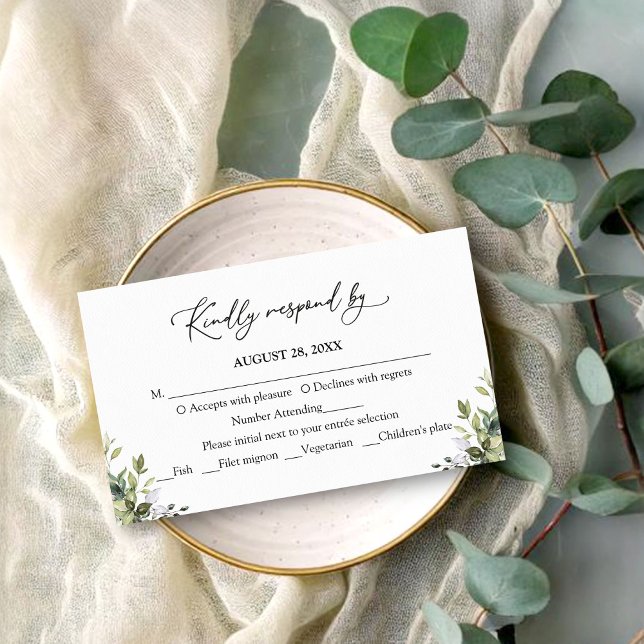 Modern Eucalyptus Greenery Wedding RSVP Card (Creator Uploaded)