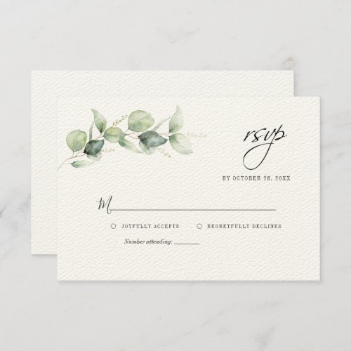 Modern Eucalyptus Greenery Wedding RSVP Card