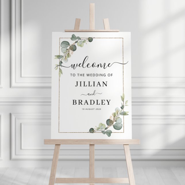 modern eucalyptus greenery wedding welcome poster (Creator Uploaded)