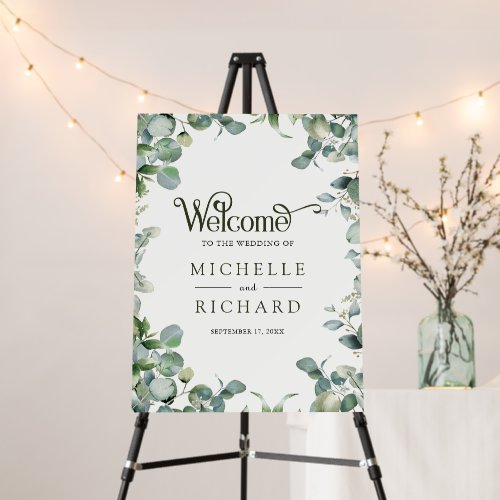 Modern Eucalyptus Greenery Wedding Welcome Sign