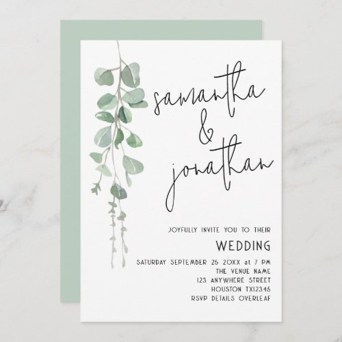 Modern Eucalyptus Informal Wedding Invitation