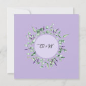 Modern Eucalyptus Lavender Geometric Frame Wedding Invitation (Back)