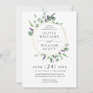 Modern Eucalyptus Lavender PHOTO ENGAGEMENT PARTY Invitation