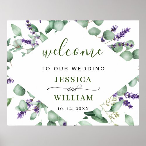 Modern Eucalyptus Lavender WEDDING Welcome Sign