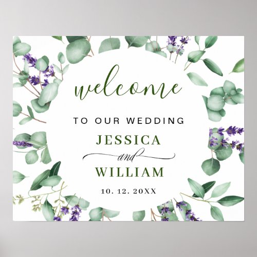 Modern Eucalyptus Lavender WEDDING Welcome Sign