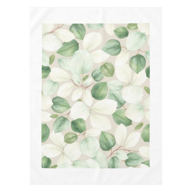 Modern Eucalyptus Leaf Spring Tablecloth (Front)