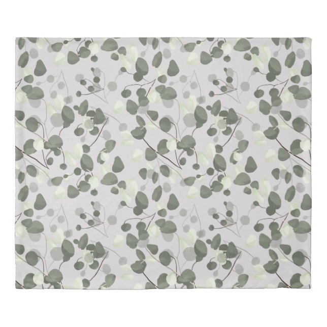 Modern Eucalyptus Leaves Green Grey Pattern Duvet Cover (Front)