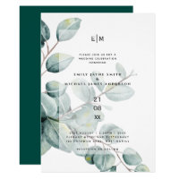 Modern Eucalyptus Leaves Greenery Wedding Invites