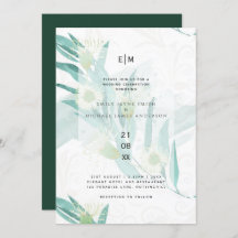 Modern Eucalyptus Leaves Greenery Wedding Invites