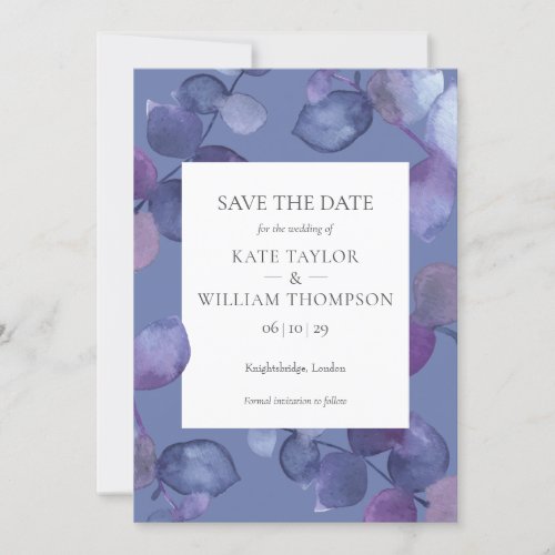 Modern Eucalyptus Leaves Save the Date Invitation