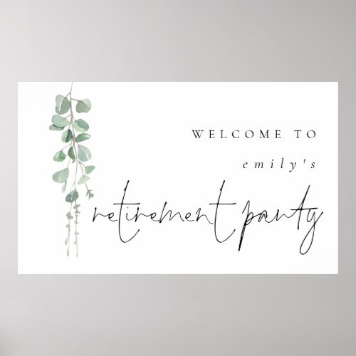 Modern Eucalyptus Name Welcome Retirement Party Poster