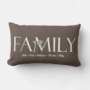 Modern Eucalyptus Personalized Family Names Lumbar Pillow
