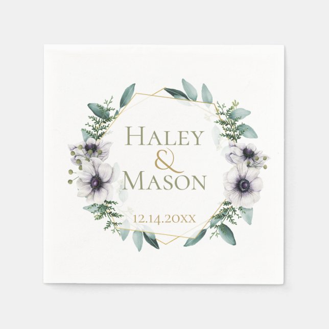 Modern Eucalyptus Personalized Paper Napkin (Front)