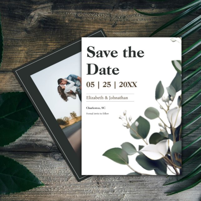 Modern Eucalyptus Photo  Save The Date (Modern Eucalyptus Photo Save the Date)