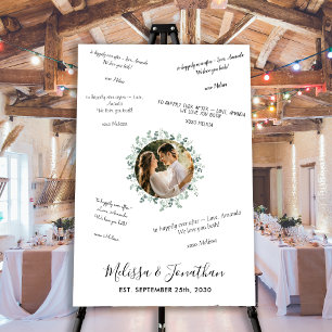 Modern Eucalyptus Photo Wedding Guest Book Metal Print