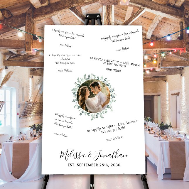 Modern Eucalyptus Photo Wedding Guest Book  Metal Print (Creator Uploaded)