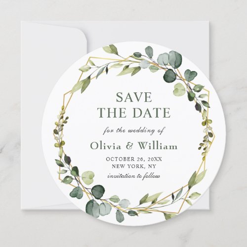 Modern Eucalyptus PHOTO Wedding SAVE THE DATE Boho Invitation